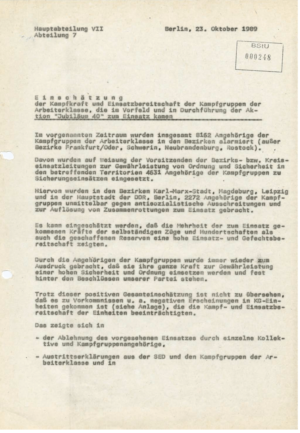 Zerfall der Kampfgruppen der Arbeiterklasse