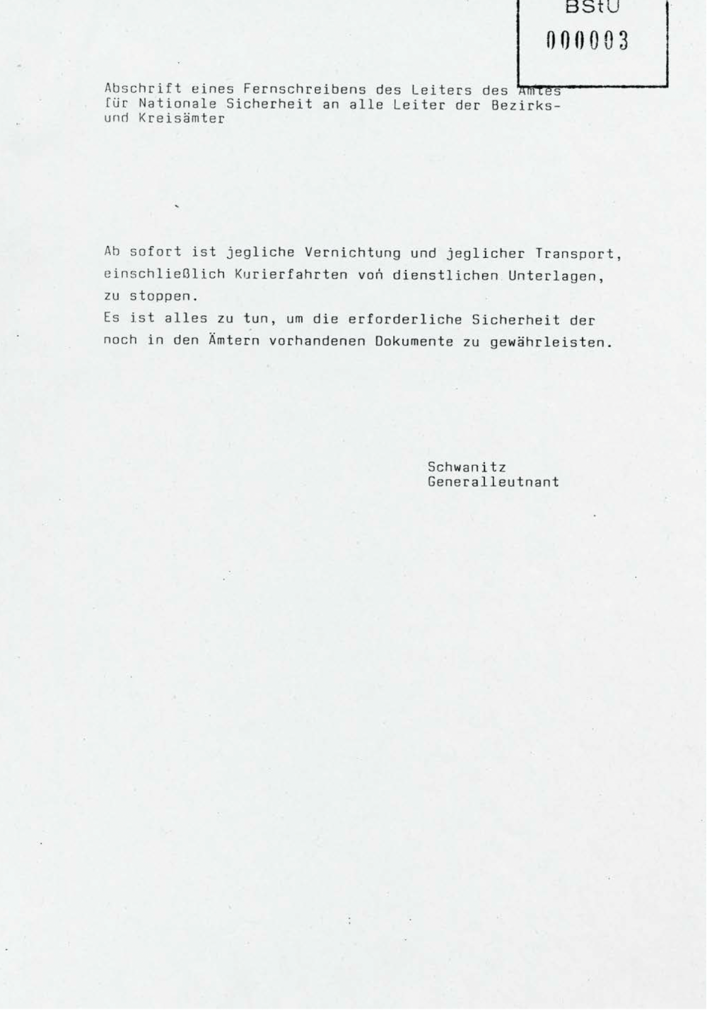 In einem Fernschreiben ….