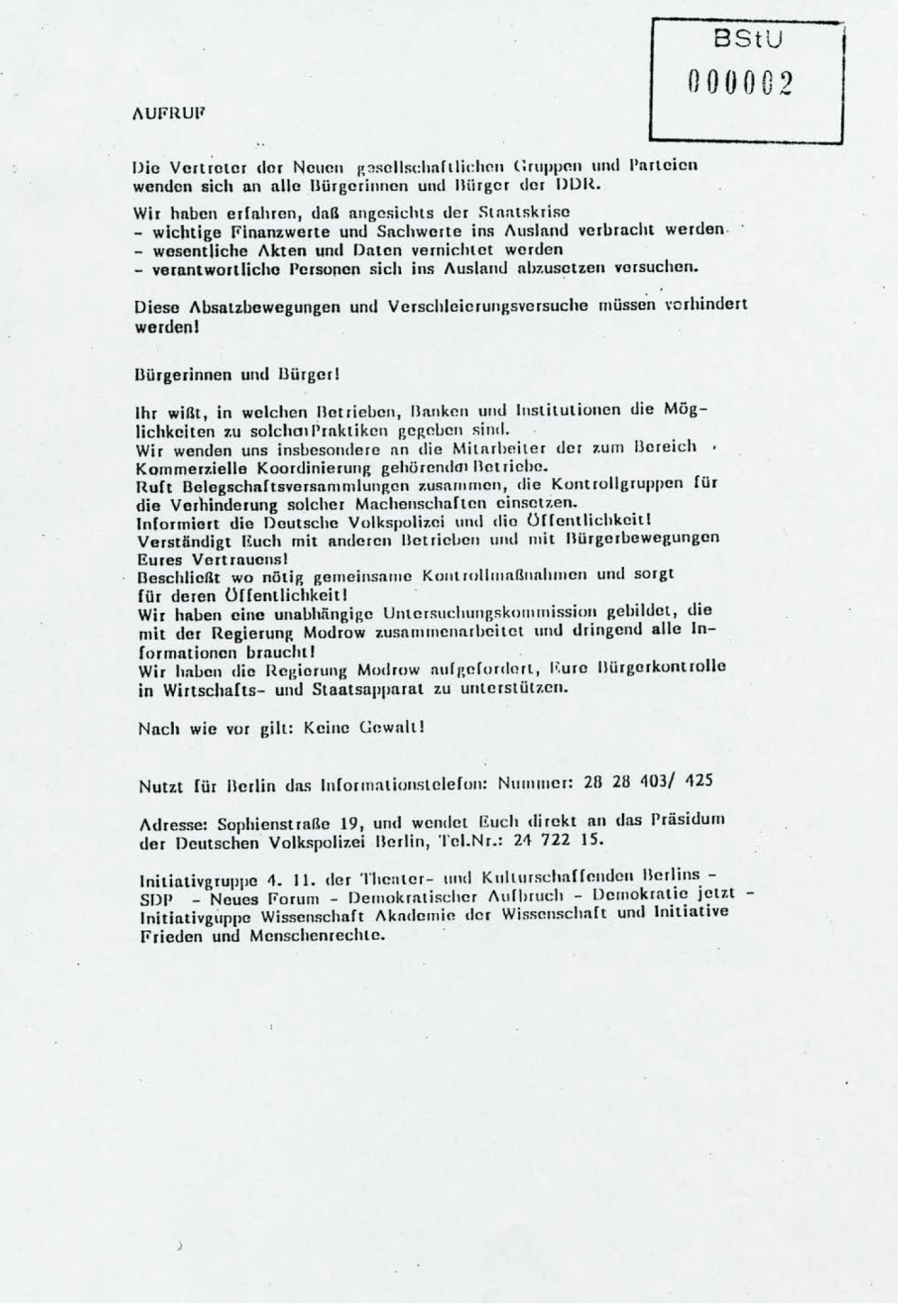 Aufruf der Konterrevolutionäre